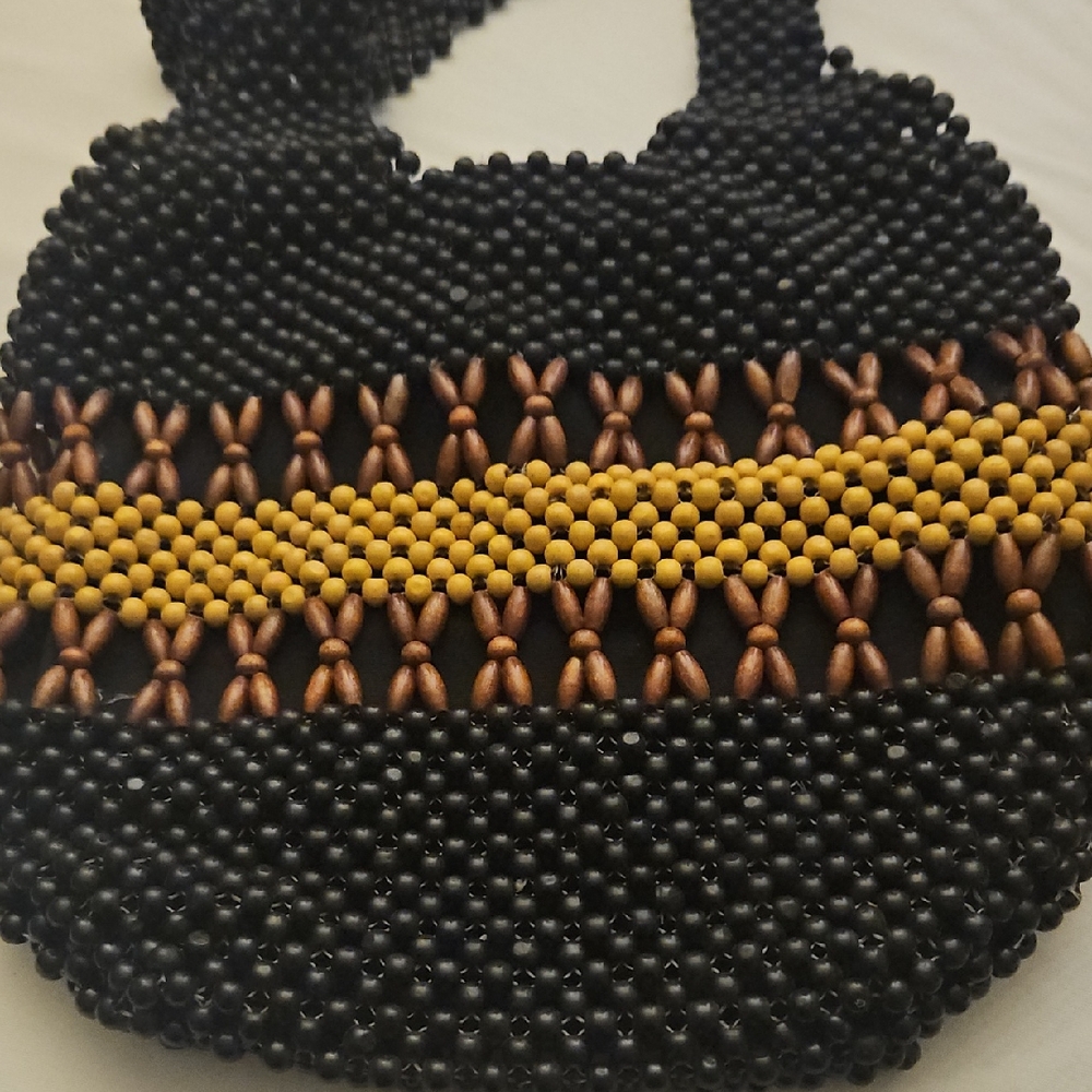 Stylish Black and Brown Beaded Women's Bag